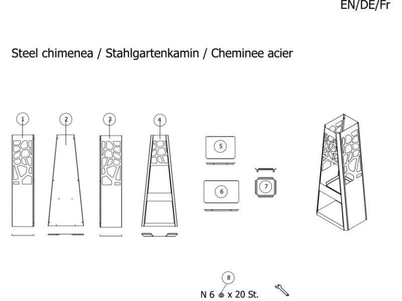 Dobar Gartenkamine|Feuerschalen|Metall Gartenkamin mit Stauraum Schwarz