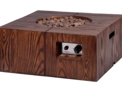 Outdoor-Feuerschale mit Gasflamme Madero 70 cm x 70 cm x 30 cm Braun*Dobar Best