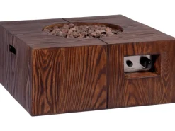 Outdoor-Feuerschale mit Gasflamme Madero 70 cm x 70 cm x 30 cm Braun*Dobar Best