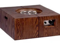 Outdoor-Feuerschale mit Gasflamme Madero 70 cm x 70 cm x 30 cm Braun*Dobar Best