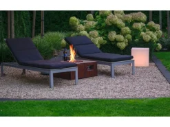 Outdoor-Feuerschale mit Gasflamme Madero 70 cm x 70 cm x 30 cm Braun*Dobar Best
