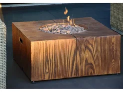 Outdoor-Feuerschale mit Gasflamme Madero 70 cm x 70 cm x 30 cm Braun*Dobar Best