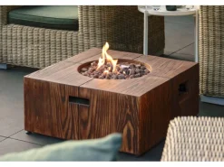 Outdoor-Feuerschale mit Gasflamme Madero 70 cm x 70 cm x 30 cm Braun*Dobar Best