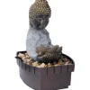 Dobar Brunnenpumpe|Zimmerbrunnen Buddha Lotusblüte in Steinoptik mit Deko-Steinen