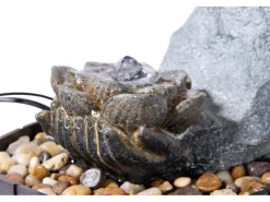 Dobar Brunnenpumpe|Zimmerbrunnen Buddha Lotusblüte in Steinoptik mit Deko-Steinen