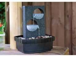 Dobar Brunnenpumpe|Zimmerbrunnen Kaskade in Steinoptik mit Deko-Steinen und zwei Schalen