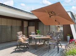 Doppler Sonnenschirme|Ampelschirm Alu Wood 300 cm x 220 cm mit Kurbelmechanik