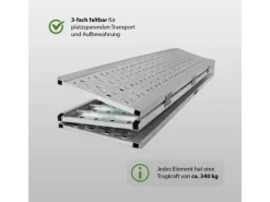 DREIBREIT Quads|By TRUTZHOLM 3-Fach Auffahrrampe Klappbar 175cm Tragkraft 1020kg Alu Grau Gelocht