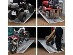 TRUTZHOLM Quads|DREIBREIT By 3-Fach Auffahrrampe Alu Klappbar 175cm Tragkraft 1020kg Grau Gelocht