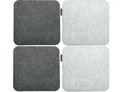 4 Eckige Sitzkissen aus Filz 35 x 35 cm in Grau und Hellgrau*DuneDesign Sale