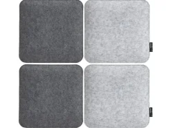 4 Eckige Sitzkissen aus Filz 35 x 35 x 3 cm in Grau*DuneDesign Outlet