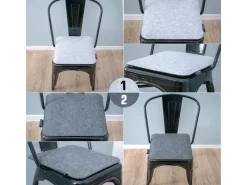 4 Eckige Sitzkissen aus Filz 35 x 35 x 3 cm in Grau*DuneDesign Outlet