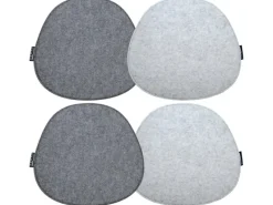 DuneDesign Gartenstuhlauflagen|Sitzkissen|4 Ovale Sitzkissen aus Filz 40 x 37 cm in Grau und Hellgrau