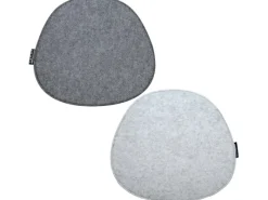 DuneDesign Gartenstuhlauflagen|Gartenbänke|2 Ovale Sitzkissen aus Filz 40 x 37 cm in Grau und Hellgrau