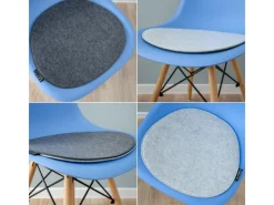 DuneDesign Gartenstuhlauflagen|Gartenbänke|2 Ovale Sitzkissen aus Filz 40 x 37 cm in Grau und Hellgrau