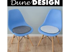 DuneDesign Gartenstuhlauflagen|Gartenbänke|2 Ovale Sitzkissen aus Filz 40 x 37 cm in Grau und Hellgrau
