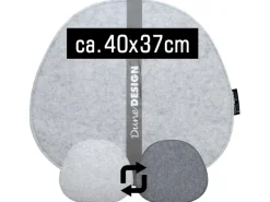 DuneDesign Gartenstuhlauflagen|Gartenbänke|2 Ovale Sitzkissen aus Filz 40 x 37 cm in Grau und Hellgrau