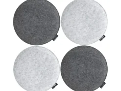 DuneDesign Gartenstuhlauflagen|4 Runde Sitzkissen aus Filz Ø 35 cm 3 cm Stark in Grau