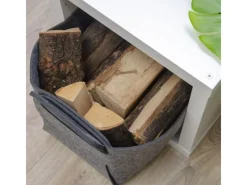 DuneDesign Kaminholzregale|Filz Aufbewahrungskorb 37 x 24 x 37 cm 25 Liter Grau