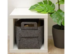 DuneDesign Kaminholzregale|Filz Aufbewahrungskorb 37 x 24 x 37 cm 25 Liter Grau