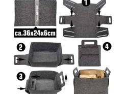 DuneDesign Kaminholzregale|Filz Aufbewahrungskorb 37 x 24 x 37 cm 25 Liter Grau