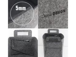 DuneDesign Kaminholzregale|Filz Aufbewahrungskorb 37 x 24 x 37 cm 25 Liter Grau