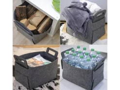 DuneDesign Kaminholzregale|Filz Aufbewahrungskorb 37 x 24 x 37 cm 25 Liter Grau