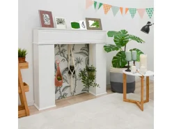 DuneDesign Kaminholzregale|Kaminkonsole mit Stauraum 107 x 100 x 19 cm Weiß