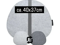 DuneDesign Sitzkissen|Gartenstuhlauflagen|Ovales Sitzkissen aus Filz 40 x 37 cm 8 mm Stark in Grau