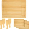 Raclettebrett mit Spachtel für 4 Personen 30 x 22 cm aus Bambus*DuneDesign Outlet
