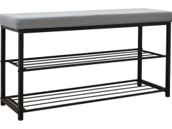 Schuhregal mit Sitzbank 95 x 33 x 52 cm  Hellgrau*DuneDesign Sale