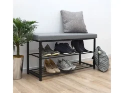 Schuhregal mit Sitzbank 95 x 33 x 52 cm  Hellgrau*DuneDesign Sale