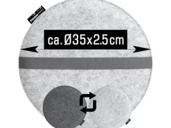 DuneDesign Sitzkissen|Sitzkissen Rund Ø 35 cm 25 mm Stark aus Filz in Grau