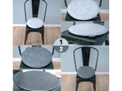 DuneDesign Sitzkissen|Sitzkissen Rund Ø 35 cm 25 mm Stark aus Filz in Grau