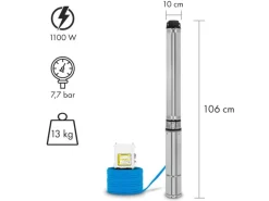 Eberth Brunnenpumpe|4" Tiefbrunnenpumpe 1100W 1-1/2" Förderhöhe max. 74m