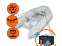 Schlauchboot 4 Personen + 1 Kind 3,20m x 1,50m Boot mit Sitzbank bis 566 kg*Eberth