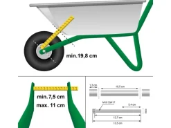 ECD Germany Streuwagen|4Er Set Schubkarrenrad PU Vollgummi mit Achse 4,80-4,00-8 390mm