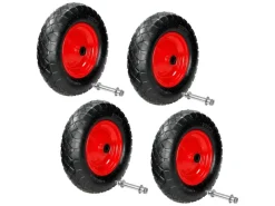 ECD Germany Streuwagen|4Er Set Schubkarrenrad Luftbereift mit Achse 4,80-4,00-8 390 mm
