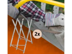 ECD Germany Gartenhandgeräte|2Er Set Sägebock für Kettensäge 3-Fach Metall bis 150 kg Klappbar