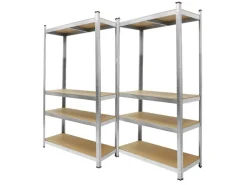 ECD Germany Weitere Ordnungssysteme Für Den Garten|2Er Werkstattregal 160x80x40cm bis 320kg aus Metall 4 MDF-Platten