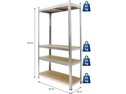 ECD Germany Weitere Ordnungssysteme Für Den Garten|2Er Werkstattregal 160x80x40cm bis 320kg aus Metall 4 MDF-Platten