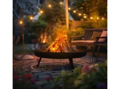 ECD Germany Feuerschalen|Feuerschale 80x29 cm mit 3 Klappbaren Füßen für den Garten aus Stahl