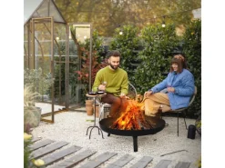 ECD Germany Feuerschalen|Feuerschale 80x29 cm mit 3 Klappbaren Füßen für den Garten aus Stahl