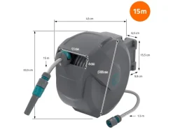ECD Germany Gartenschlauchwagen|Schlauchaufroller 15m Grau 180 Grad Schwenkbar Automatik