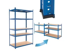 ECD Germany Weitere Ordnungssysteme Für Den Garten|Werkstattregal 200x100x60 cm Blau aus Metall mit 5 Böden aus MDF