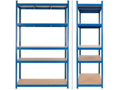 ECD Germany Weitere Ordnungssysteme Für Den Garten|Werkstattregal 200x100x60 cm Blau aus Metall mit 5 Böden aus MDF