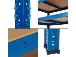 ECD Germany Weitere Ordnungssysteme Für Den Garten|Werkstattregal 200x100x60 cm Blau aus Metall mit 5 Böden aus MDF