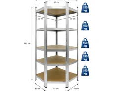 ECD Germany Weitere Ordnungssysteme Für Den Garten|Werkstattregal Eckregal 180x70x40 cm bis 750 kg 5 MDF-Platten Eck