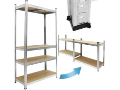 Werkstattregal 160x80x40cm bis 320kg Verzinktes Metall 4 MDF-Platten*ECD Germany Sale