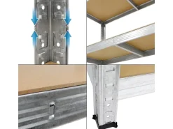 ECD Germany Weitere Ordnungssysteme Für Den Garten|Werkstattregal 170x70x30cm bis 350kg Verzinktes Metall 5 MDF-Platten